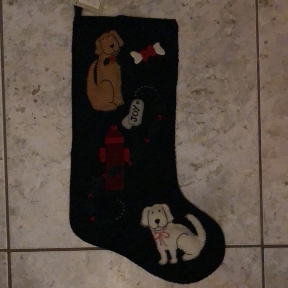 C & F Creations 20" 3D TOP Dog FELT Christmas Stocking Plush Textured Joy New - Picture 11 of 11
